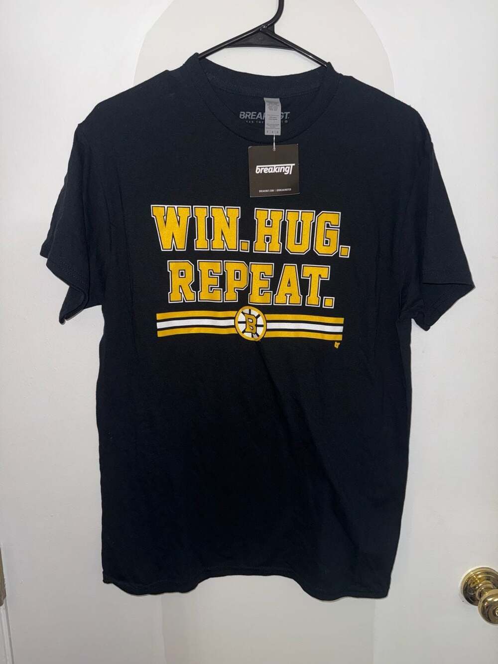 BreakingT Boston Bruins 'Win. Hug. Repeat.' Graphic T-Shirt